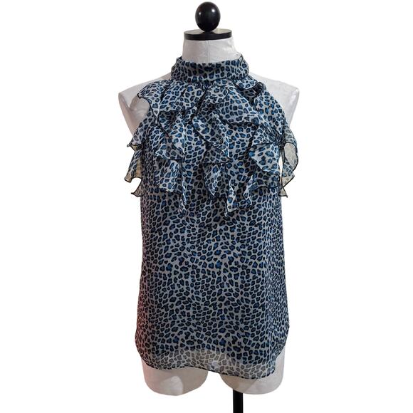 The Limited Animal Leopard Print Ruffle Front Halter Top Womens Size S Blouse - Picture 1 of 9